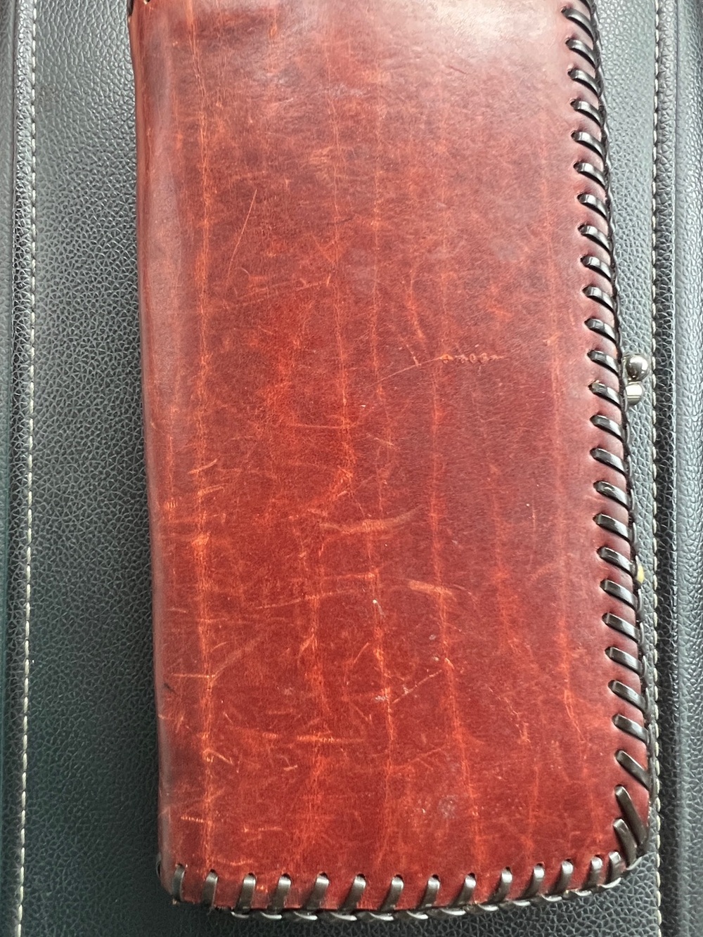 Vintage Hand-Laced Rustic Brown Leather Wallet